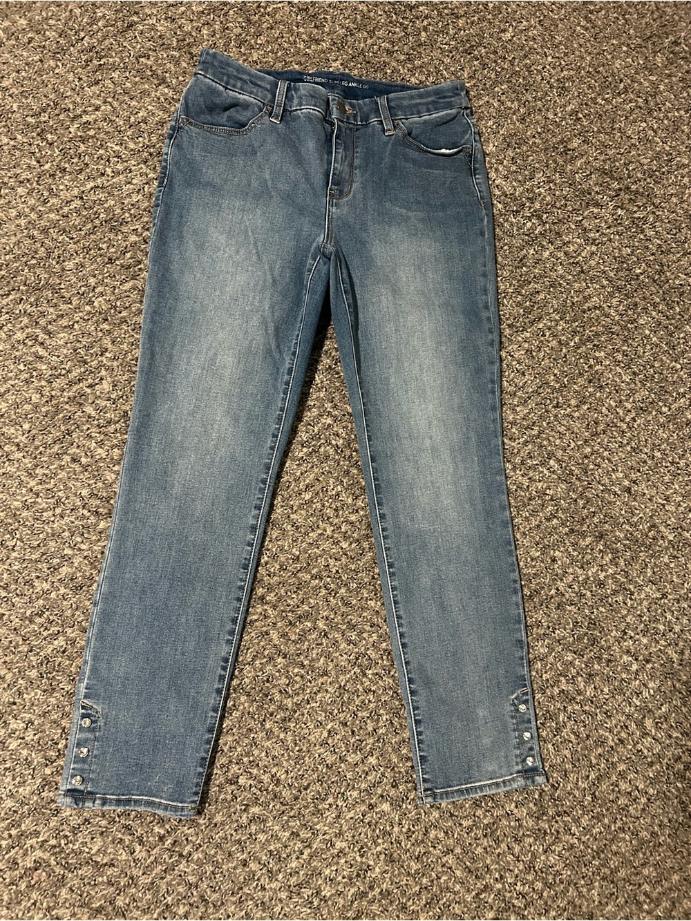 G by Guess Light Blue Cropped Ankle Jeans with Button Hem